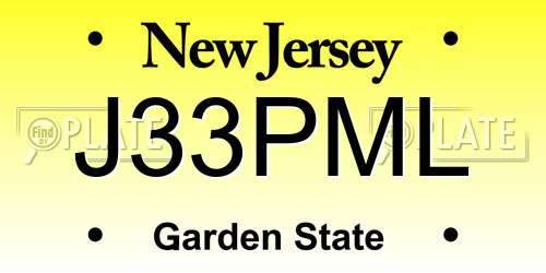 J33PML New Jersey License Plate