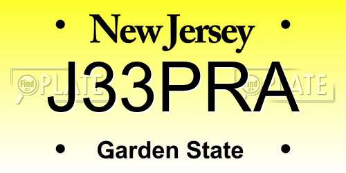 J33PRA New Jersey License Plate