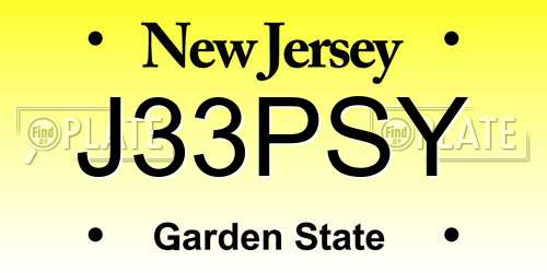 J33PSY New Jersey License Plate