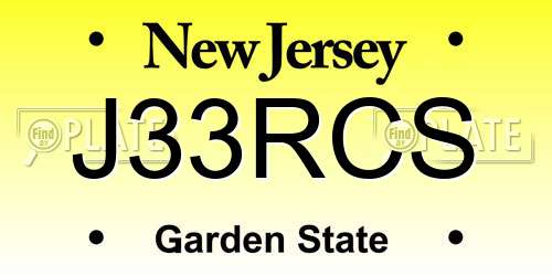 J33RCS New Jersey License Plate