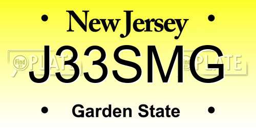 J33SMG New Jersey License Plate