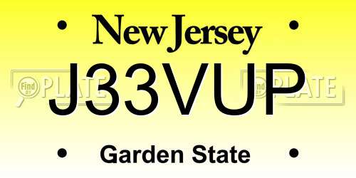 J33VUP New Jersey License Plate