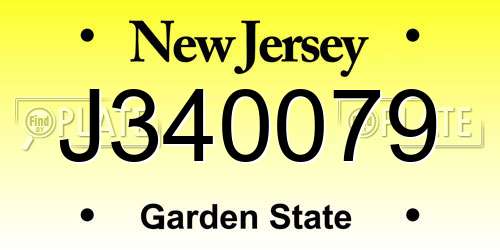 J340079 New Jersey License Plate