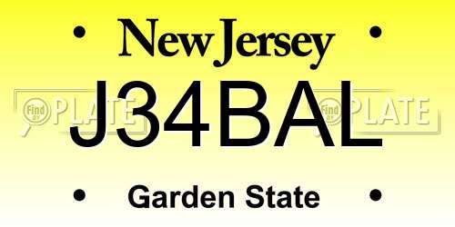 J34BAL New Jersey License Plate