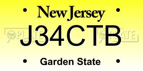 J34CTB New Jersey License Plate