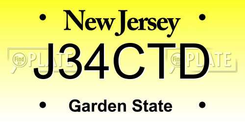 J34CTD New Jersey License Plate