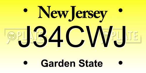 J34CWJ New Jersey License Plate