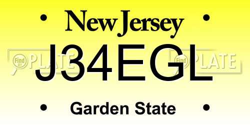 J34EGL New Jersey License Plate
