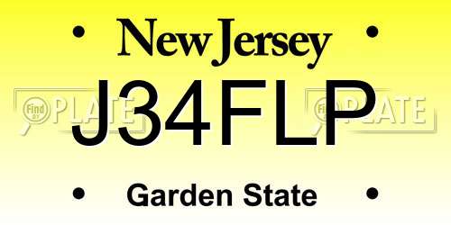 J34FLP New Jersey License Plate