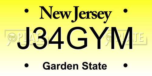 J34GYM New Jersey License Plate