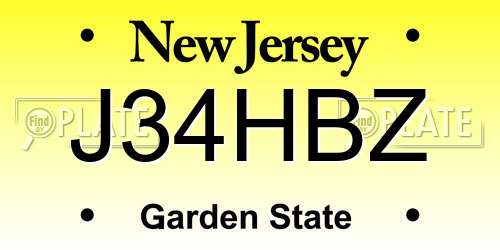 J34HBZ New Jersey License Plate