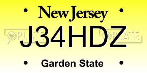 J34HDZ New Jersey License Plate