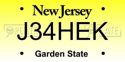 J34HEK New Jersey License Plate