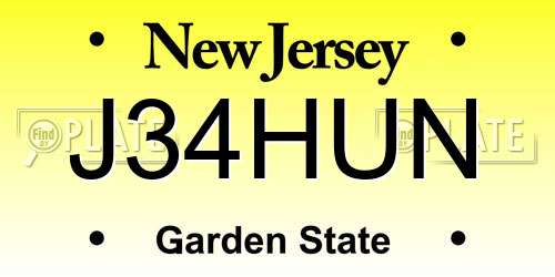 J34HUN New Jersey License Plate