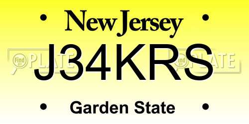 J34KRS New Jersey License Plate