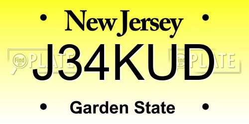 J34KUD New Jersey License Plate