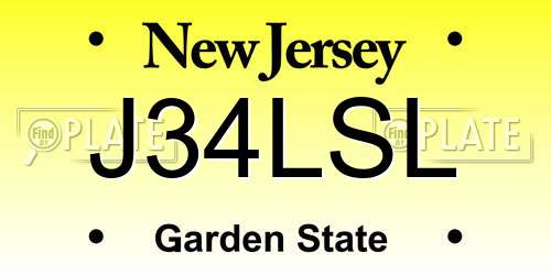 J34LSL New Jersey License Plate
