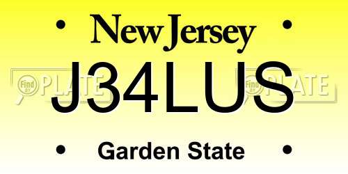 J34LUS New Jersey License Plate