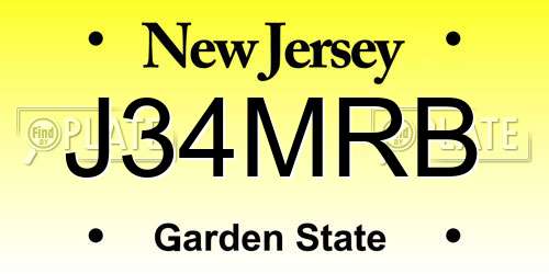J34MRB New Jersey License Plate