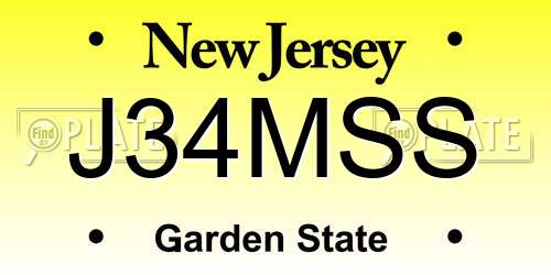 J34MSS New Jersey License Plate