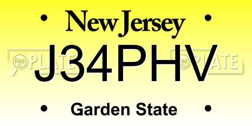 J34PHV New Jersey License Plate