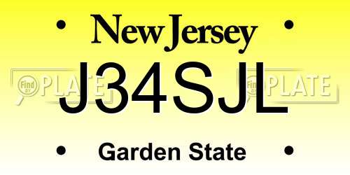J34SJL New Jersey License Plate