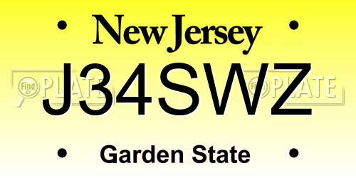 J34SWZ New Jersey License Plate