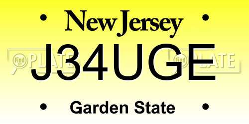 J34UGE New Jersey License Plate