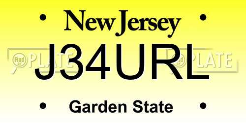 J34URL New Jersey License Plate