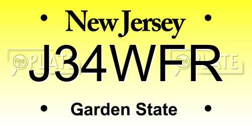J34WFR New Jersey License Plate