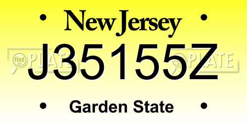 J35155Z New Jersey License Plate