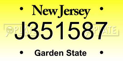 J351587 New Jersey License Plate