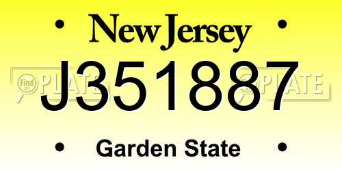 J351887 New Jersey License Plate