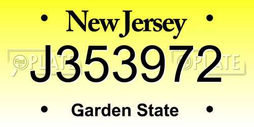 J353972 New Jersey License Plate