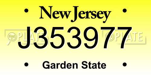 J353977 New Jersey License Plate