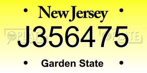 J356475 New Jersey License Plate