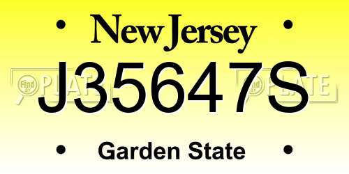 J35647S New Jersey License Plate