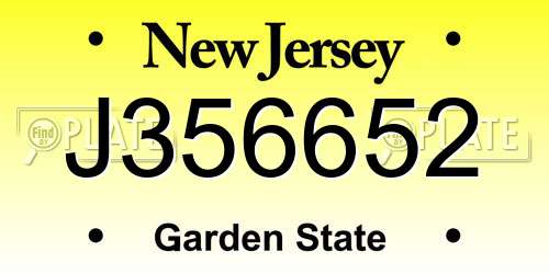 J356652 New Jersey License Plate