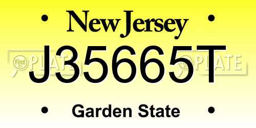 J35665T New Jersey License Plate