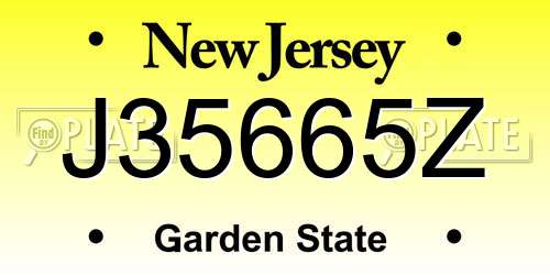 J35665Z New Jersey License Plate