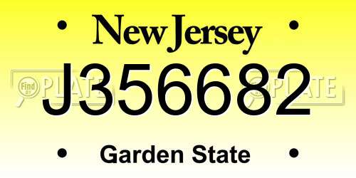 J356682 New Jersey License Plate