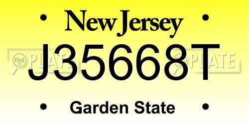 J35668T New Jersey License Plate