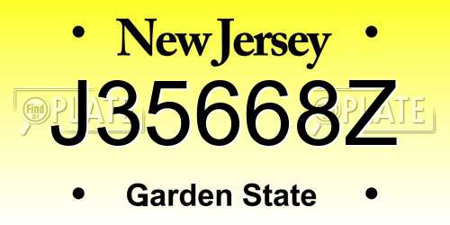J35668Z New Jersey License Plate