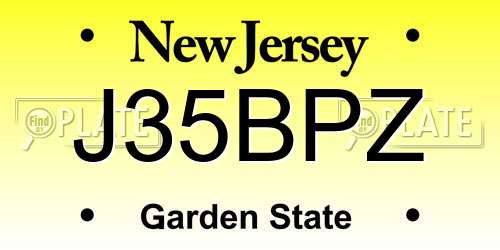J35BPZ New Jersey License Plate