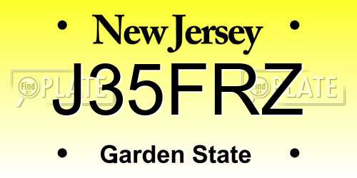 J35FRZ New Jersey License Plate