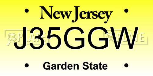 J35GGW New Jersey License Plate