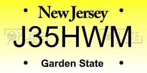 J35HWM New Jersey License Plate