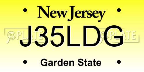 J35LDG New Jersey License Plate