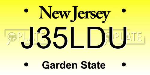 J35LDU New Jersey License Plate