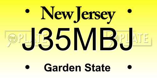 J35MBJ New Jersey License Plate